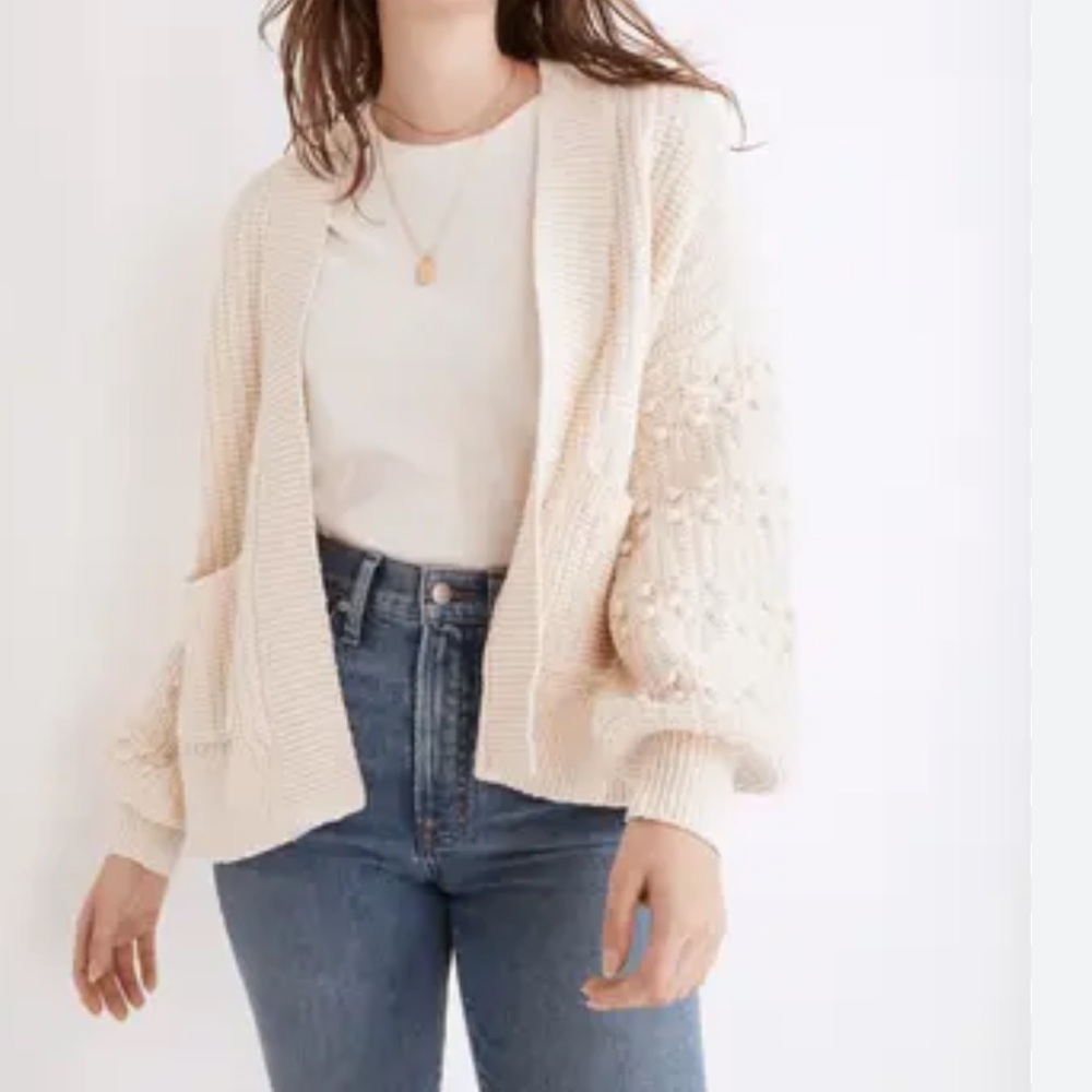 Madewell | Bobble cardigan sweater in bright Ivory